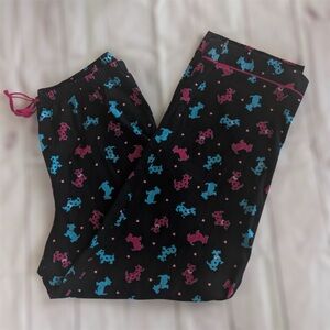 Women’s Pajama Bottoms Large 14/16 Classic Elements Black Scottie Dog Pink Pants